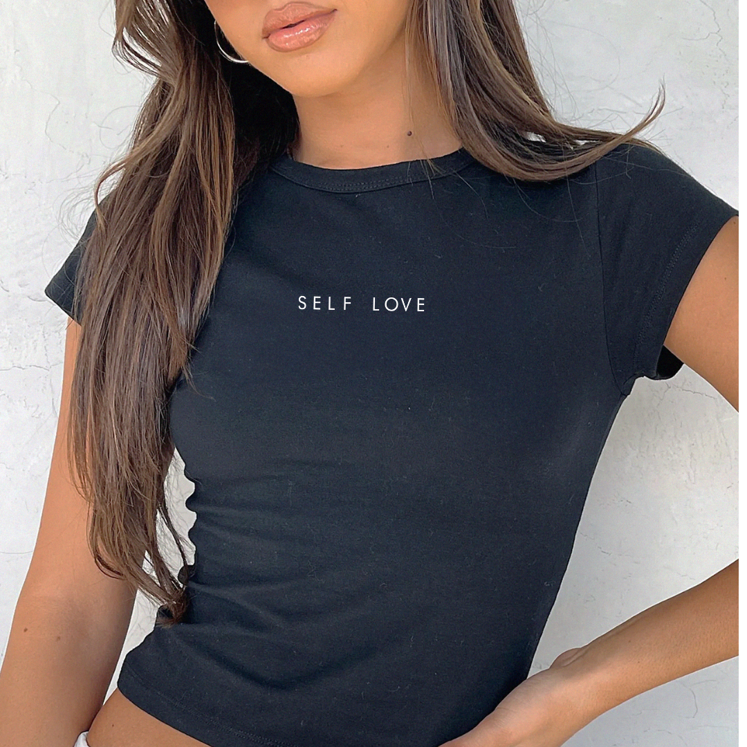 Baby Doll T Shirt Classic "self Love" (Black)
