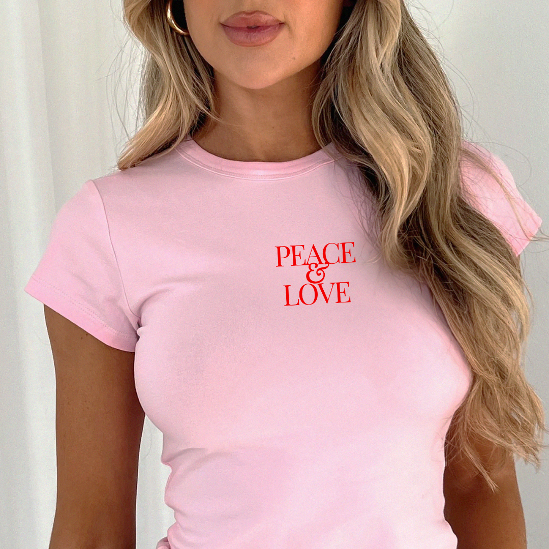 Baby Doll T Shirt Classic "Peace & Love" (Pink)