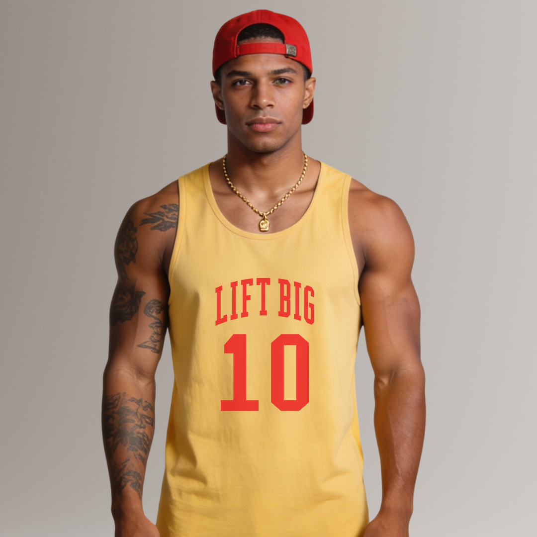 LIFT BIG "10" Tank Top (Golden Yellow/Red)